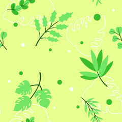 Obraz premium Easter Day Nature Leaf Seamless Pattern Flat Hand Drawn Illustration