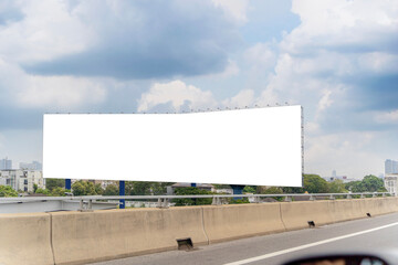Advertising concept, blank template for outdoor advertising or blank billboards on city highways. With clipping paths on screen