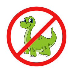 No Dinosaur Sign on White Background