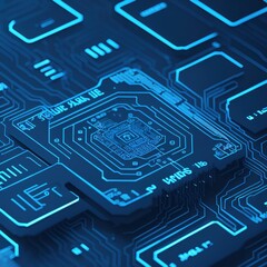 Futuristic computer, chip board generative AI
