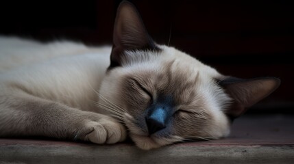 Sleepy Siamese Taking a Nap