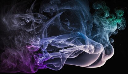 Fototapeta premium Colorful abstract, smoke, and mist on black background. Fog in the dark. Generative AI
