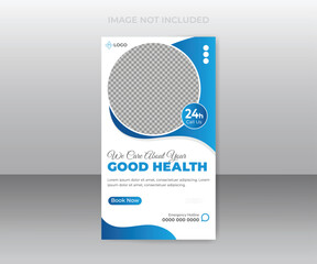 Medical doctor healthcare timeline story social media design template