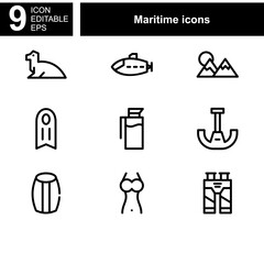 maritime icon or logo isolated sign symbol vector illustration - Collection of high quality black style vector icons 
