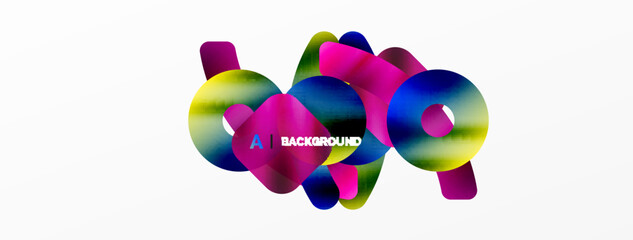 Metallic shiny geometric surfaces, round shapes and circles. Digital web futuristic template for wallpaper, banner, background, card, book Illustration, landing page