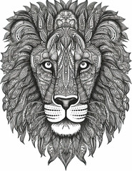 Obraz premium Lion coloring book page. Graphical resource. Generative AI