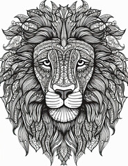 Obraz premium Lion coloring book page. Graphical resource. Generative AI