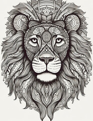 Obraz premium Lion coloring book page. Graphical resource. Generative AI