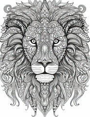 Obraz premium Lion coloring book page. Graphical resource. Generative AI