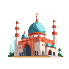 cartoon mosque with green tosca dome