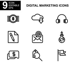 Fototapeta premium digital marketing icon or logo isolated sign symbol vector illustration - Collection of high quality black style vector icons 