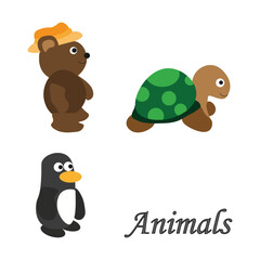 Animals. Set of children's toys isolated on white. Vector illustration