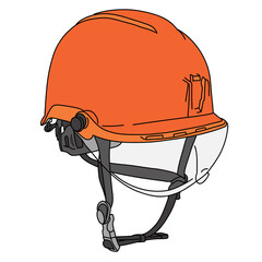 An orange safety helmet used at a construction site - Vector illustration of safety equipment.