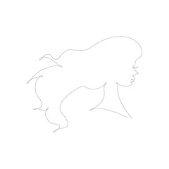 Continuous line, drawing set of face and hairstyle, fashion concept, minimalist beauty woman, vector illustration pretty sexy. Contemporary portrait