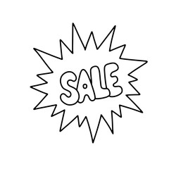 Hand drawn vector drawing of Sale Text. Doodle sign for store