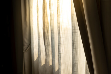 curtain background, curtain with sunlight background, defocus on the curtain on the window