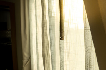 curtain background, curtain with sunlight background, defocus on the curtain on the window