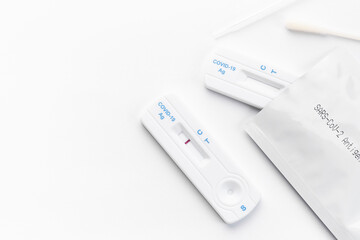 Home testing kit for coronavirus on a white background