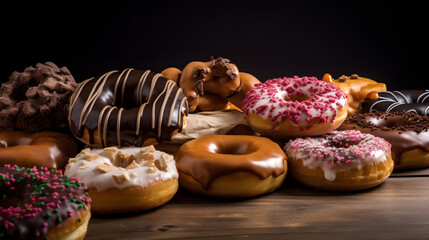 donuts with icing sugar on wood table