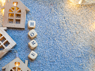 wooden beads with inscription home,home concept