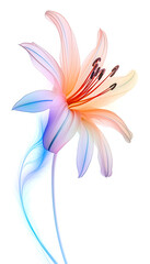 The image of a sweet translucent flower is as if in a dream. Generative AI illustration.