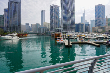 Fototapeta premium Dubai Marina in Dubai, UAE. View of the skyscrapers and the canal