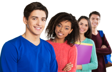 Group of students  isolated over a white background