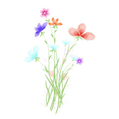 set of watercolor floral elements for design
