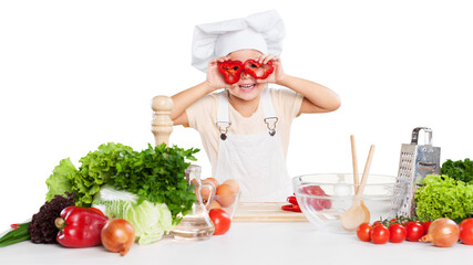 Kitchen kid chef girl cooking playing playful