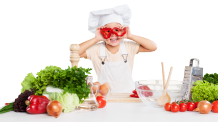 Kitchen kid chef girl cooking playing playful