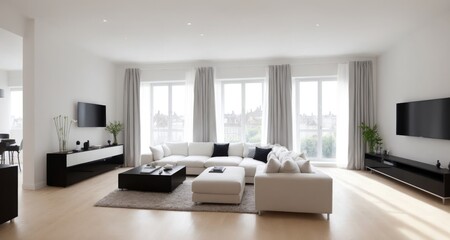 Obraz na płótnie Canvas Modern Luxury Living in an English Apartment Interior generative ai