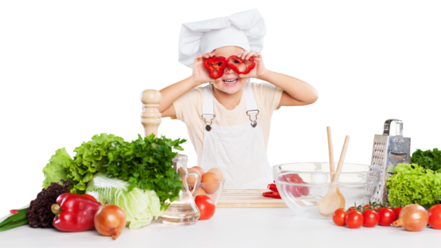 Kitchen kid chef girl cooking playing playful