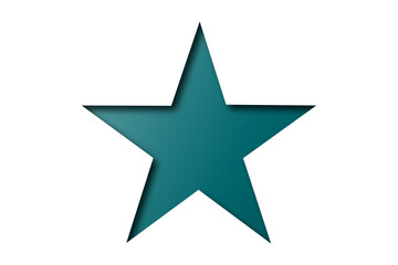 Obraz premium Green paper cut into star shape isolated on transparent background.