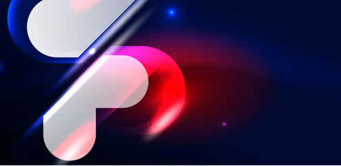 Abstract background glowing neon light geometric shapes. Space cosmic or magic energy vector wallpaper For Wallpaper, Banner, Background, Card, Book Illustration, landing page