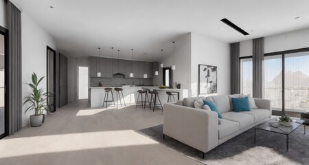Fototapeta na wymiar Modern Living Room Interior of a Las Vegas House generative ai