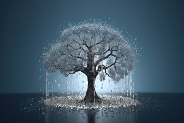 Tree made out of water droplets symbolizing the importance of water conservation and protection  | Generative AI