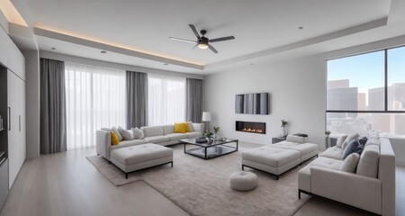 Minimalist Luxury Living Room Interior of an Estate in Las Vegas generative ai - 589759442