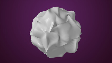 Obraz premium White gray color multismooth segment glowing multidimensional energy sphere. Computer generated abstract background. White gray color shining gray cosmos round wave isolated on purple background