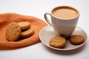 cup of coffee with cookies, latte and freshly baked cookies, coffee and cookies