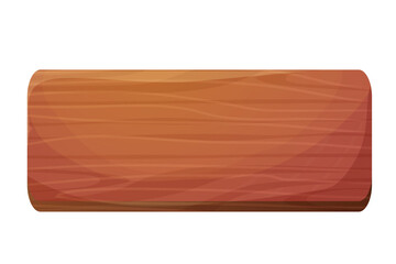 Wooden plank, frame game ui asset textured piece of board, button in cartoon style isolated on white background. frame for massage, decoration.
