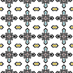 Pastel colored geometric seamless pattern on white background