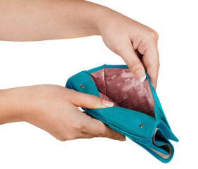 Empty wallet open holding poverty opening empty wallet