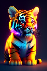 Fototapeta na wymiar Baby Tiger cute art in colorful background. 3D Illustration