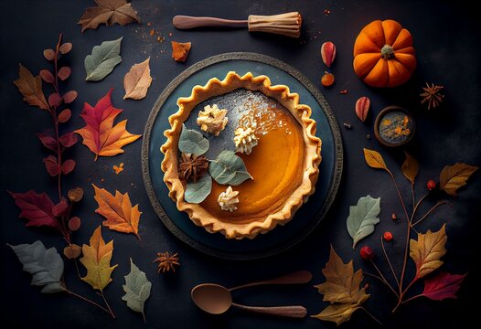 Pumpkin Pie From Above. Generative AI