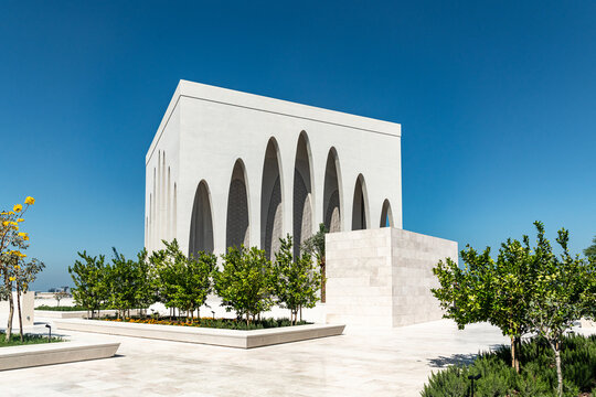 The Imam Al-Tayeb Mosque at the The Abrahamic Family House, encompassing a mosque, a church, a synagogue and is situated in the Saadiyat Island Cultural District, Abu Dhabi	