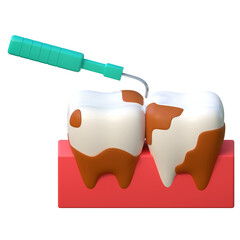 tooth plaque scaling icon dental care 3d illustration