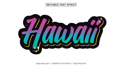 Editable Hawaii Font Design. Alphabet Typography Template Text Effect. Lettering Vector Illustration for Product Brand and Business Logo.
