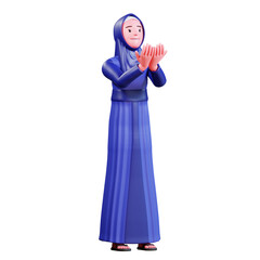 3D Character Muslim Female with blue clothes
