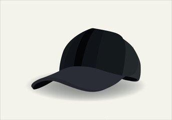 Baseball cap. Baseball cap template front view. Empty mockup sport hat. Black blank cap isolated on white background. Blank template of baseball uniform cap