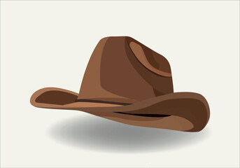American men wild west ride beige leather lid isolated on white background.